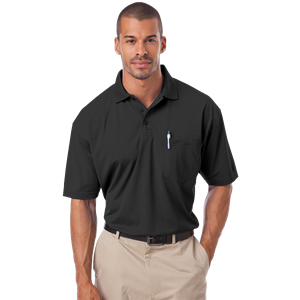 ADULT IL-50 POCKETED POLO  -  BLACK 2 EXTRA LARGE SOLID