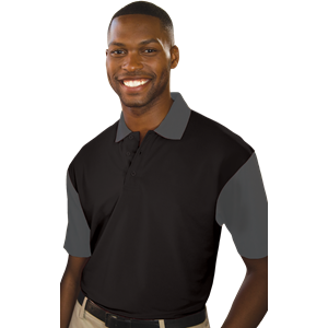 MENS IL-50 COLOR BLOCK POLO  -  BLACK 2 EXTRA LARGE SOLID