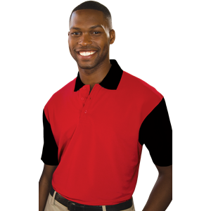 MENS IL-50 COLOR BLOCK POLO  -  RED 2 EXTRA LARGE SOLID