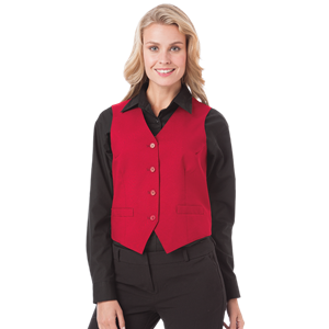 LADIES TEFLON TWILL VEST  -  RED 2 EXTRA LARGE SOLID
