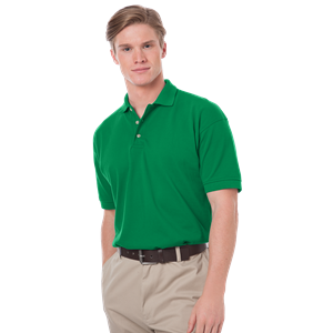 MENS SHORT SLEEVE 100% COTTON PIQUE POLO  -  KELLY SMALL SOLID
