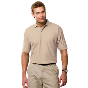 MENS SHORT SLEEVE 100% COTTON PIQUE POLO  -  NATURAL 2 EXTRA LARGE SOLID
