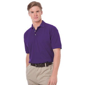 MENS SHORT SLEEVE 100% COTTON PIQUE POLO  -  PURPLE 2 EXTRA LARGE SOLID