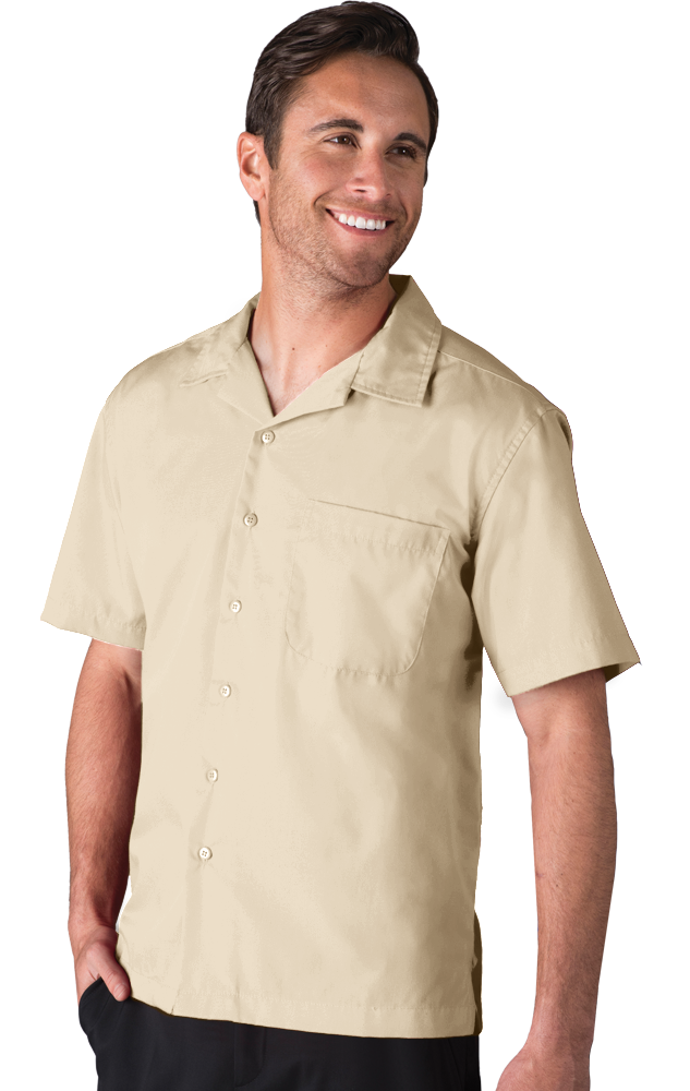 3100-NAT-5XL-SOLID|BG3100|Men's Solid Poplin Camp Shirt