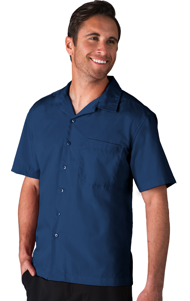 3100-NAV-S-SOLID|BG3100|Men's Solid Poplin Camp Shirt