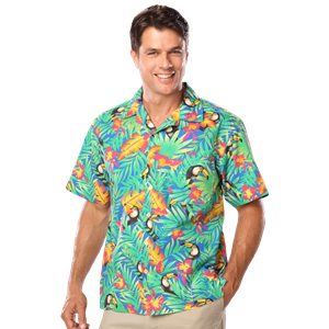 UNISEX TROPICAL PRINT CAMPSHIRT  -  TUCAN PRINT 2 EXTRA LARGE PRINT