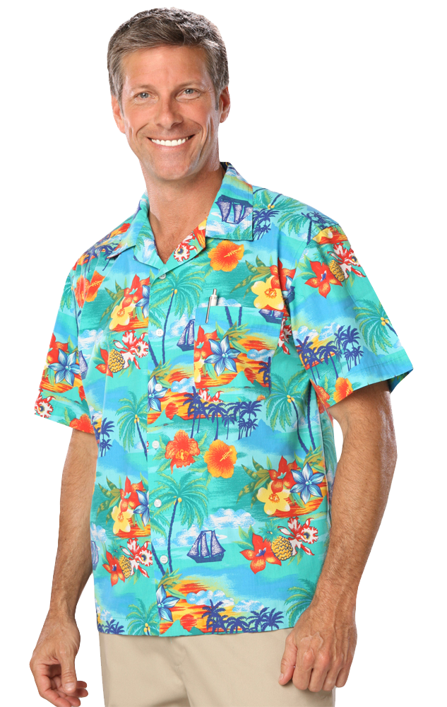 Tropic Print Camp Shirt-Blue Generation