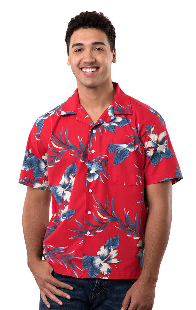 Hibiscus Print Camp Shirt-Blue Generation