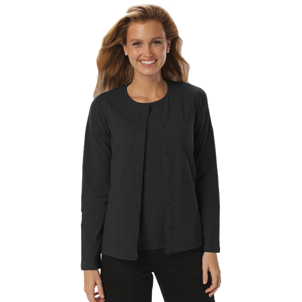 LADIES LONG SLEEVE CARDIGAN  -  BLACK 4 EXTRA LARGE SOLID
