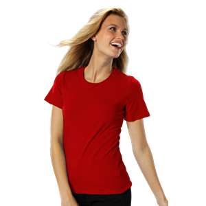 LADIES SHORT SLEEVE JEWEL NECK  -  RED EXTRA SMALL SOLID