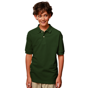 YOUTH SHORT SLEEVE SUPERBLEND PIQUE  -  HUNTER LARGE SOLID