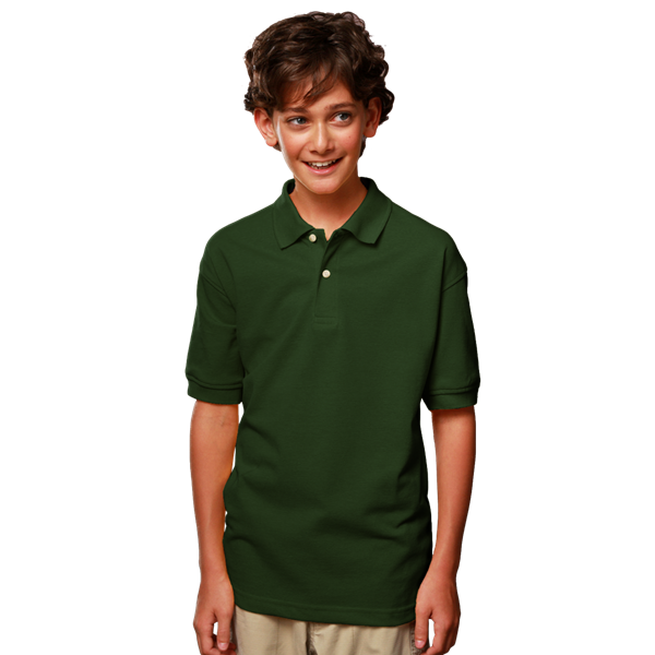 YOUTH SHORT SLEEVE SUPERBLEND PIQUE  -  HUNTER EXTRA SMALL SOLID