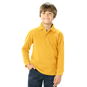 YOUTH LONG SLEEVE SUPERBLEND PIQUE -  YELLOW EXTRA SMALL SOLID
