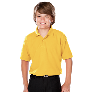 YOUTH VALUE MOISTURE WICKING S/S POLO  -  YELLOW LARGE SOLID
