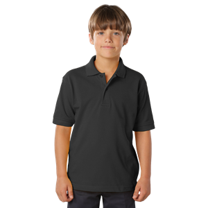 YOUTH SOFT TOUCH PIQUE POLO  -  BLACK LARGE SOLID