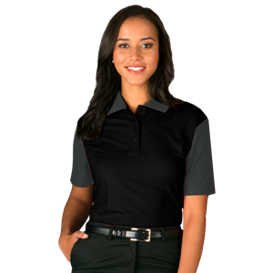LADIES IL-50 COLOR BLOCK POLO  -  BLACK 3 EXTRA LARGE SOLID