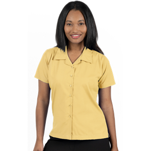 LADIES SHORT SLEEVE SOLID CAMPSHIRT 65/35 POLY/ COTTON  -  MAIZE 2 EXTRA LARGE SOLID