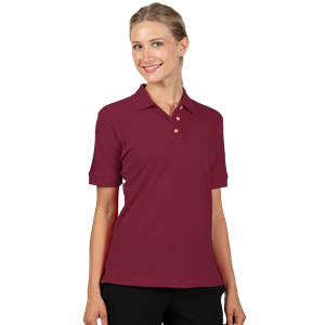 LADIES SHORT SLEEVE 100% COTTON PIQUE POLO  -  BURGUNDY 2 EXTRA LARGE SOLID