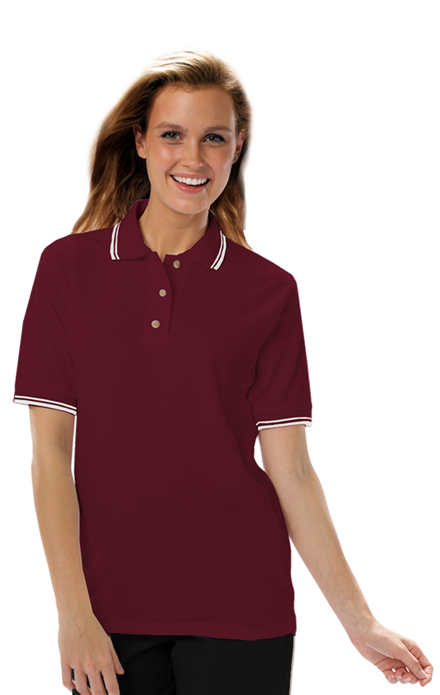 6205-BUR-S-TIPWH|BG6205|Ladies' Superblend Tipped Pique Polo