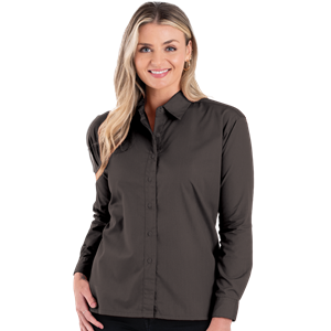 LADIES L/S LIGHT WEIGHT POPLIN SHIRT GRAPHITE 2 EXTRA LARGE SOLID