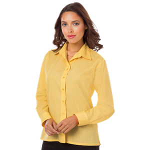 LADIES L/S LIGHT WEIGHT POPLIN SHIRT  -  MAIZE EXTRA LARGE SOLID