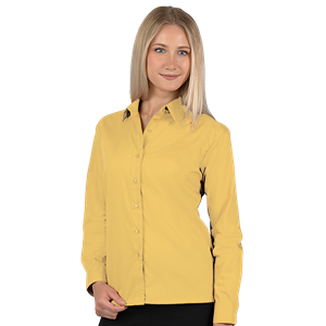 LADIES L/S LIGHT WEIGHT POPLIN SHIRT  -  MAIZE 2 EXTRA LARGE SOLID