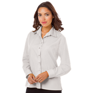 LADIES L/S LIGHT WEIGHT POPLIN SHIRT  -  WHITE 2 EXTRA LARGE SOLID