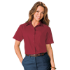 LADIES S/S LIGHT WEIGHT POPLIN SHIRT  -  BURGUNDY 2 EXTRA LARGE SOLID