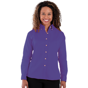LADIES LONG SLEEVE 100% COTTON TWILL  -  GRAPE EXTRA LARGE SOLID