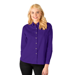 LADIES LONG SLEEVE 100% COTTON TWILL  -  GRAPE 2 EXTRA LARGE SOLID