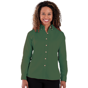 LADIES LONG SLEEVE 100% COTTON TWILL  -  HUNTER 2 EXTRA LARGE SOLID