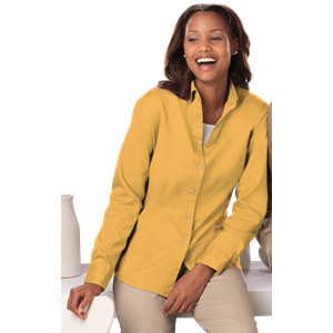LADIES LONG SLEEVE 100% COTTON TWILL  -  MAIZE 2 EXTRA LARGE SOLID