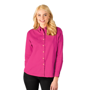LADIES LONG SLEEVE 100% COTTON TWILL  -  SANGRIA 2 EXTRA LARGE SOLID