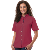 LADIES SHORT SLEEVE 100% COTTON TWILL  -  BURGUNDY 2 EXTRA LARGE SOLID