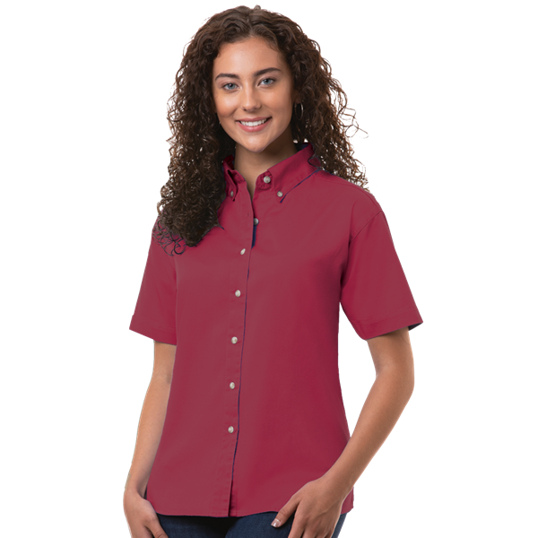 6213S-BUR-S-SOLID|BG6213S|Ladies' S/S 100% Cotton Twill Shirt