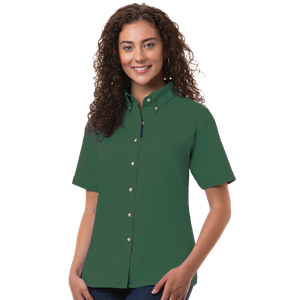 LADIES SHORT SLEEVE 100% COTTON TWILL  -  HUNTER 2 EXTRA LARGE SOLID
