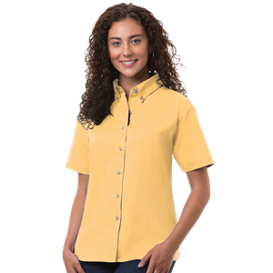 LADIES SHORT SLEEVE 100% COTTON TWILL  -  MAIZE 2 EXTRA LARGE SOLID
