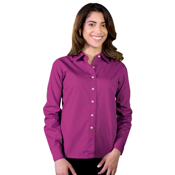 6216-BER-XS-SOLID|BG6216|Ladies' L/S Superblend Poplin Shirt with Bone ...