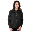 LADIES LONG SLEEVE EASY CARE POPLIN  -  BLACK 2 EXTRA LARGE SOLID