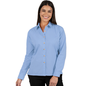 LADIES LONG SLEEVE EASY CARE POPLIN  -  LIGHT BLUE 2 EXTRA LARGE SOLID