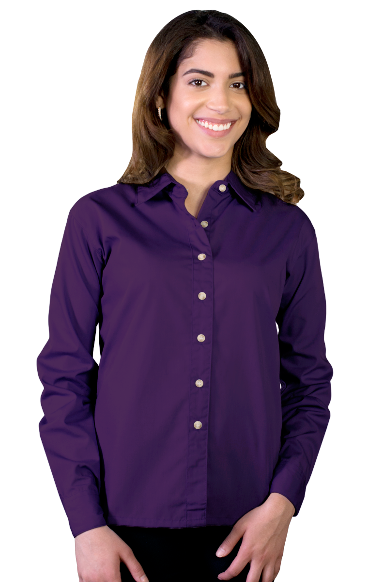 6216-PUR-XS-SOLID|BG6216|Ladies' L/S Superblend Poplin Shirt with Bone ...