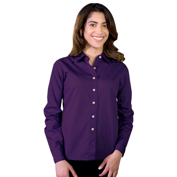 6216-PUR-XS-SOLID|BG6216|Ladies' L/S Superblend Poplin Shirt with Bone ...