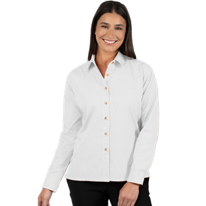 LADIES LONG SLEEVE EASY CARE POPLIN -  WHITE 2 EXTRA LARGE SOLID