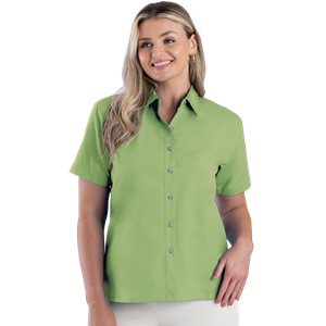 LADIES SHORT SLEEVE  EASY CARE POPLIN  -  CACTUS 2 EXTRA LARGE SOLID