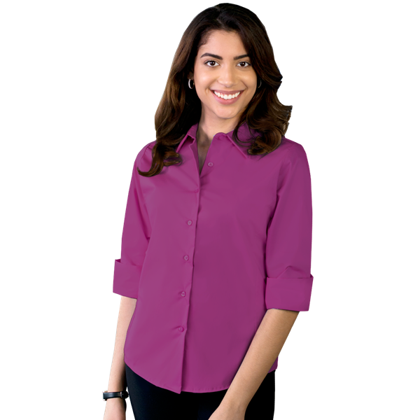 6218-BER-XS-SOLID|BG6218|Ladies' 3/4 Sleeve Stretch Poplin Shirt