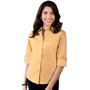 LADIES EASY CARE STRETCH POPLIN  -  MAIZE 2 EXTRA LARGE  SOLID
