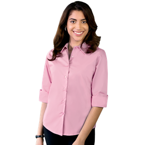 LADIES EASY CARE STRETCH POPLIN  -  PINK 2 EXTRA LARGE  SOLID