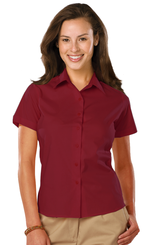 6218S-BUR-XL-SOLID|BG6218S|Ladies' S/S Stretch Poplin Shirt
