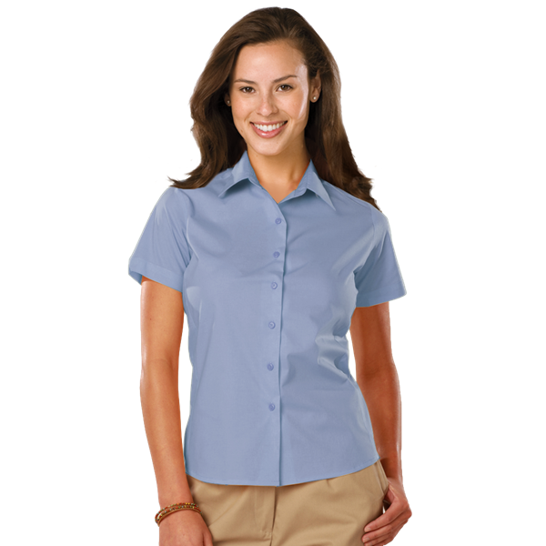 6218S-LIG-XS-SOLID|BG6218S|Ladies' S/S Stretch Poplin Shirt