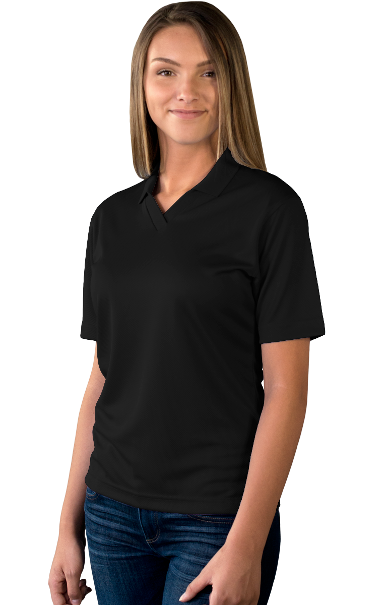 Ladies&#8216; Wicking V-Neck Polo-Blue Generation